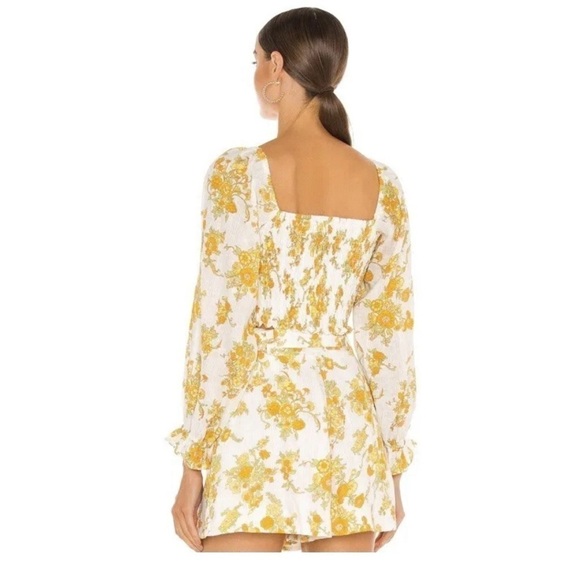 FAITHFULL THE BRAND Carmody Floral Linen Yellow and White Crop Size Small - Picture 3 of 11